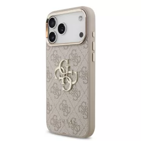   GUESS Pu Leather 4G Metal Logo Gold Frame tok, iPhone 18 Pro Max - rózsaszín