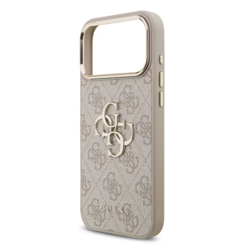 GUESS Pu Leather 4G Metal Logo Gold Frame tok, iPhone 18 Pro Max - rózsaszín