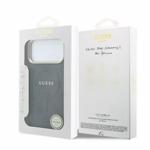 GUESS Pu Leather 4G Gold Frame Embossed MagSafe tok, iPhone 18 Pro Max - fekete