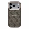 GUESS Pu Leather 4G Gold Frame Embossed MagSafe tok, iPhone 18 Pro Max - barna