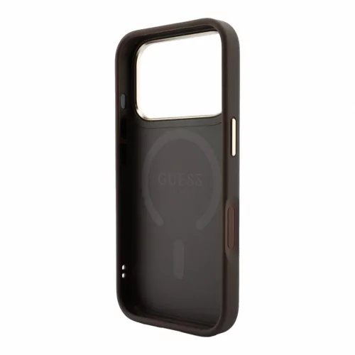 GUESS Pu Leather 4G Gold Frame Embossed MagSafe tok, iPhone 18 Pro Max - barna