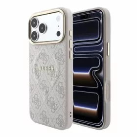   GUESS Pu Leather 4G Gold Frame Embossed MagSafe tok, iPhone 18 Pro Max - rózsaszín