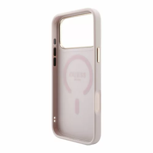 GUESS Pu Leather 4G Gold Frame Embossed MagSafe tok, iPhone 18 Pro Max - rózsaszín