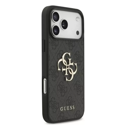 GUESS Pu 4G Metal Logo tok, iPhone 18 Pro Max - szürke