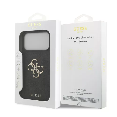 GUESS Pu 4G Metal Logo tok, iPhone 18 Pro Max - szürke