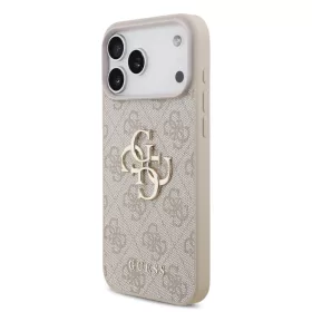 GUESS Pu 4G Metal Logo tok, iPhone 18 Pro Max - rózsaszín