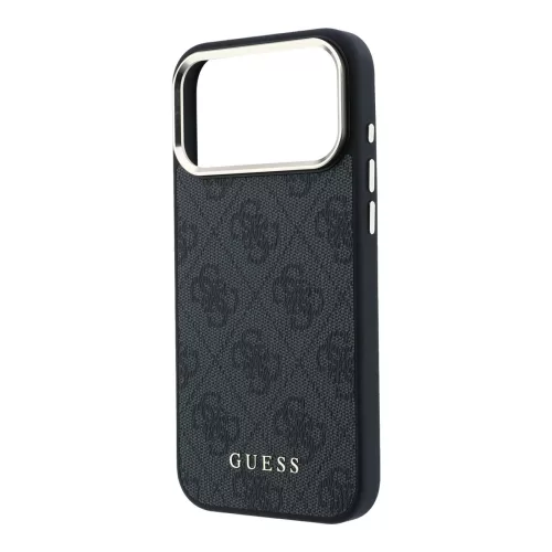 GUESS Pu Leather 4G Gold Frame MagSafe tok, iPhone 18 Pro - fekete