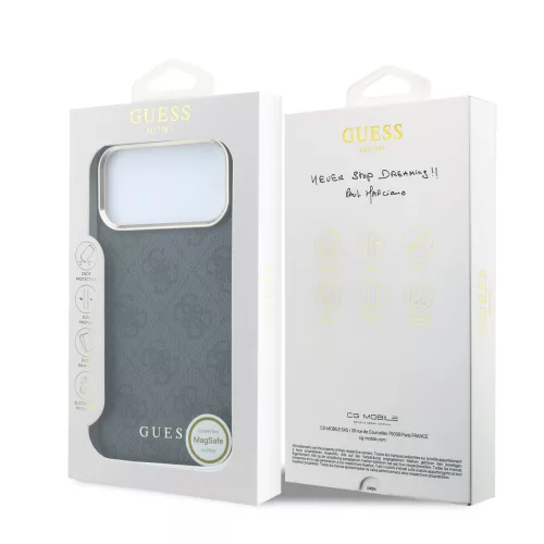 GUESS Pu Leather 4G Gold Frame MagSafe tok, iPhone 18 Pro Max - fekete