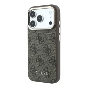   GUESS Pu Leather 4G Gold Frame MagSafe tok, iPhone 18 Pro Max - barna