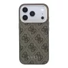 GUESS Pu Leather 4G Gold Frame MagSafe tok, iPhone 18 Pro Max - barna