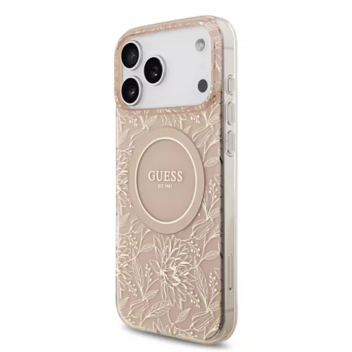 GUESS Iml Flowers Allover Strap MagSafe tok, iPhone 18 Pro Max - rózsaszín