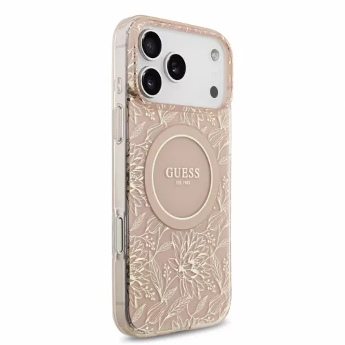 GUESS Iml Flowers Allover Strap MagSafe tok, iPhone 18 Pro Max - rózsaszín