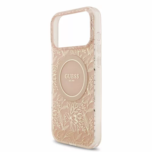GUESS Iml Flowers Allover Strap MagSafe tok, iPhone 18 Pro Max - rózsaszín