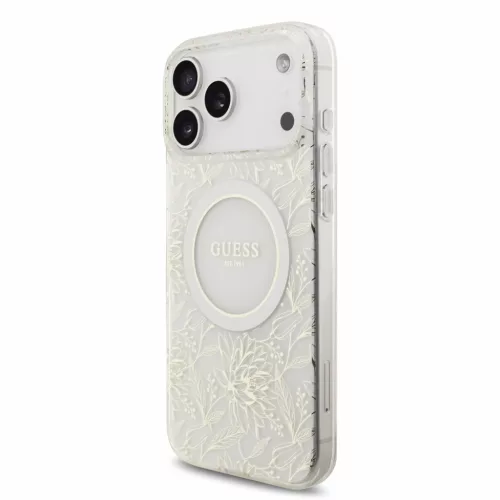 GUESS Iml Flowers Allover Strap MagSafe tok, iPhone 18 Pro Max - fehér