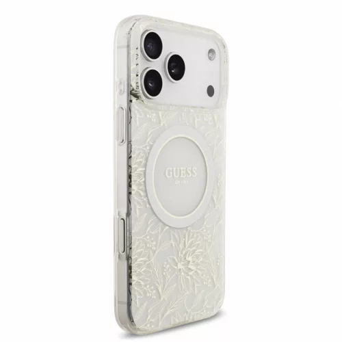 GUESS Iml Flowers Allover Strap MagSafe tok, iPhone 18 Pro Max - fehér