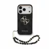 GUESS Pu 4G Metal Logo Strap tok, iPhone 18 Pro - fekete