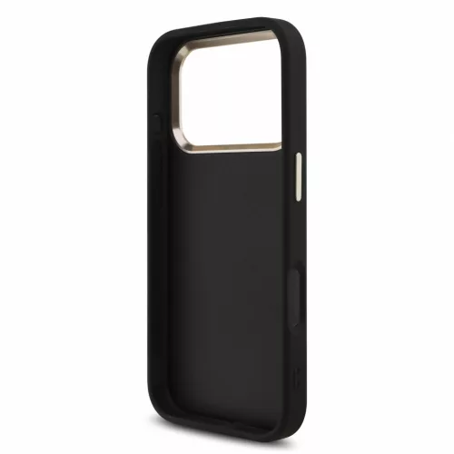 GUESS Pu 4G Metal Logo Strap tok, iPhone 18 Pro - fekete