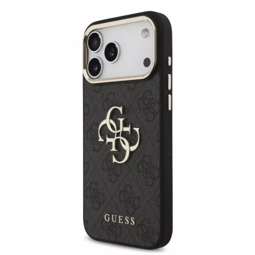 GUESS Pu 4G Metal Logo Strap tok, iPhone 18 Pro Max - fekete -