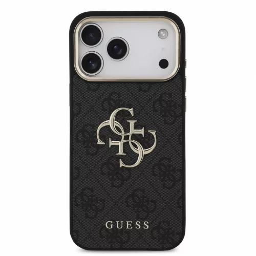 GUESS Pu 4G Metal Logo Strap tok, iPhone 18 Pro Max - fekete -