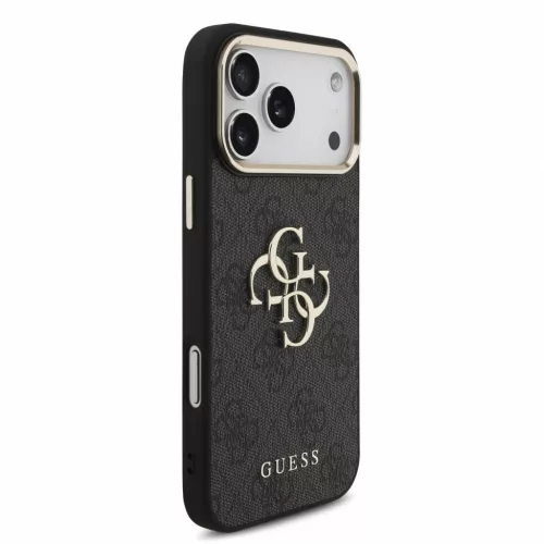 GUESS Pu 4G Metal Logo Strap tok, iPhone 18 Pro Max - fekete -