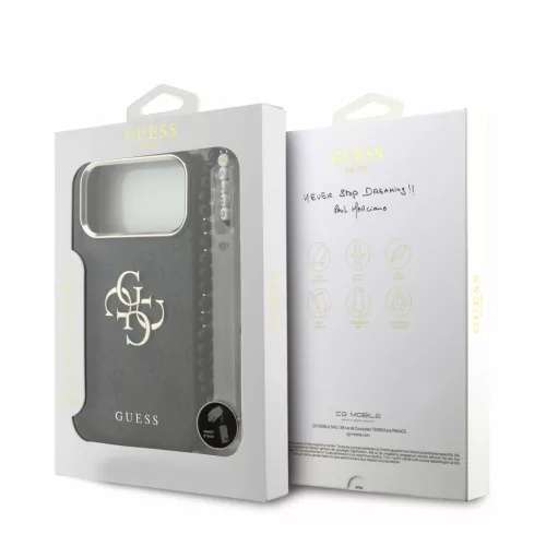 GUESS Pu 4G Metal Logo Strap tok, iPhone 18 Pro Max - fekete -