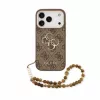 GUESS Pu 4G Metal Logo Strap tok, iPhone 18 Pro Max - barna