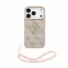 GUESS Pu 4G Metal Logo Strap tok, iPhone 18 Pro - rózsaszín