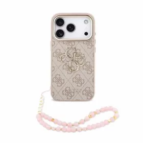   GUESS Pu 4G Metal Logo Strap tok, iPhone 18 Pro - rózsaszín