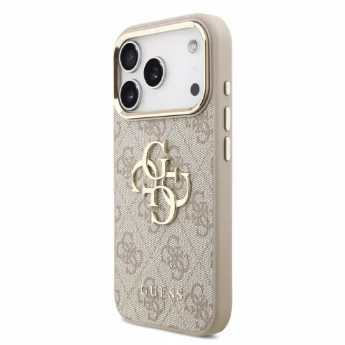 GUESS Pu 4G Metal Logo Strap tok, iPhone 18 Pro - rózsaszín