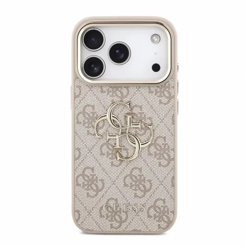 GUESS Pu 4G Metal Logo Strap tok, iPhone 18 Pro - rózsaszín
