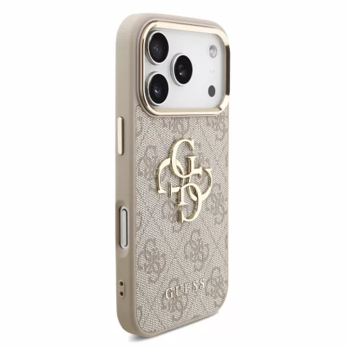 GUESS Pu 4G Metal Logo Strap tok, iPhone 18 Pro - rózsaszín