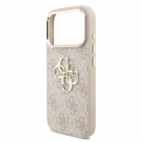 GUESS Pu 4G Metal Logo Strap tok, iPhone 18 Pro - rózsaszín