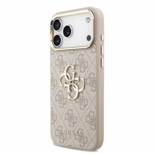 GUESS Pu 4G Metal Logo Strap tok, iPhone 18 Pro Max - rózsaszín