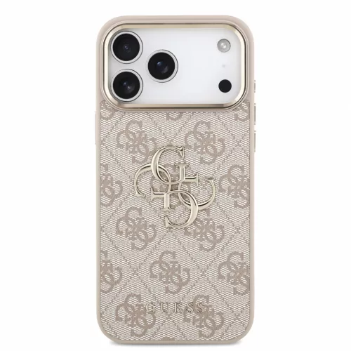 GUESS Pu 4G Metal Logo Strap tok, iPhone 18 Pro Max - rózsaszín