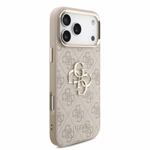 GUESS Pu 4G Metal Logo Strap tok, iPhone 18 Pro Max - rózsaszín