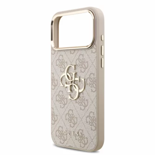 GUESS Pu 4G Metal Logo Strap tok, iPhone 18 Pro Max - rózsaszín