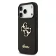 GUESS Pu Fixed Glitter 4G Metal Logo tok, iPhone 18 Pro - fekete