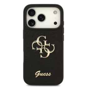   GUESS Pu Fixed Glitter 4G Metal Logo tok, iPhone 18 Pro - fekete