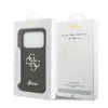 GUESS Pu Fixed Glitter 4G Metal Logo tok, iPhone 18 Pro - fekete