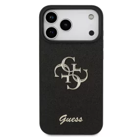   GUESS Pu Fixed Glitter 4G Metal Logo tok, iPhone 18 Pro Max - fekete
