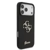 GUESS Pu Fixed Glitter 4G Metal Logo tok, iPhone 18 Pro Max - fekete