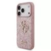 GUESS Pu Fixed Glitter 4G Metal Logo tok, iPhone 18 Pro - rózsaszín