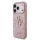 GUESS Pu Fixed Glitter 4G Metal Logo tok, iPhone 18 Pro - rózsaszín
