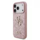GUESS Pu Fixed Glitter 4G Metal Logo tok, iPhone 18 Pro - rózsaszín