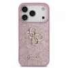 GUESS Pu Fixed Glitter 4G Metal Logo tok, iPhone 18 Pro - rózsaszín