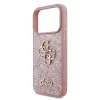 GUESS Pu Fixed Glitter 4G Metal Logo tok, iPhone 18 Pro - rózsaszín