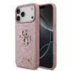 GUESS Pu Fixed Glitter 4G Metal Logo tok, iPhone 18 Pro Max - rózsaszín