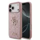 GUESS Pu Fixed Glitter 4G Metal Logo tok, iPhone 18 Pro Max - rózsaszín