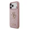 GUESS Pu Fixed Glitter 4G Metal Logo tok, iPhone 18 Pro Max - rózsaszín