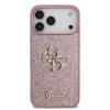 GUESS Pu Fixed Glitter 4G Metal Logo tok, iPhone 18 Pro Max - rózsaszín
